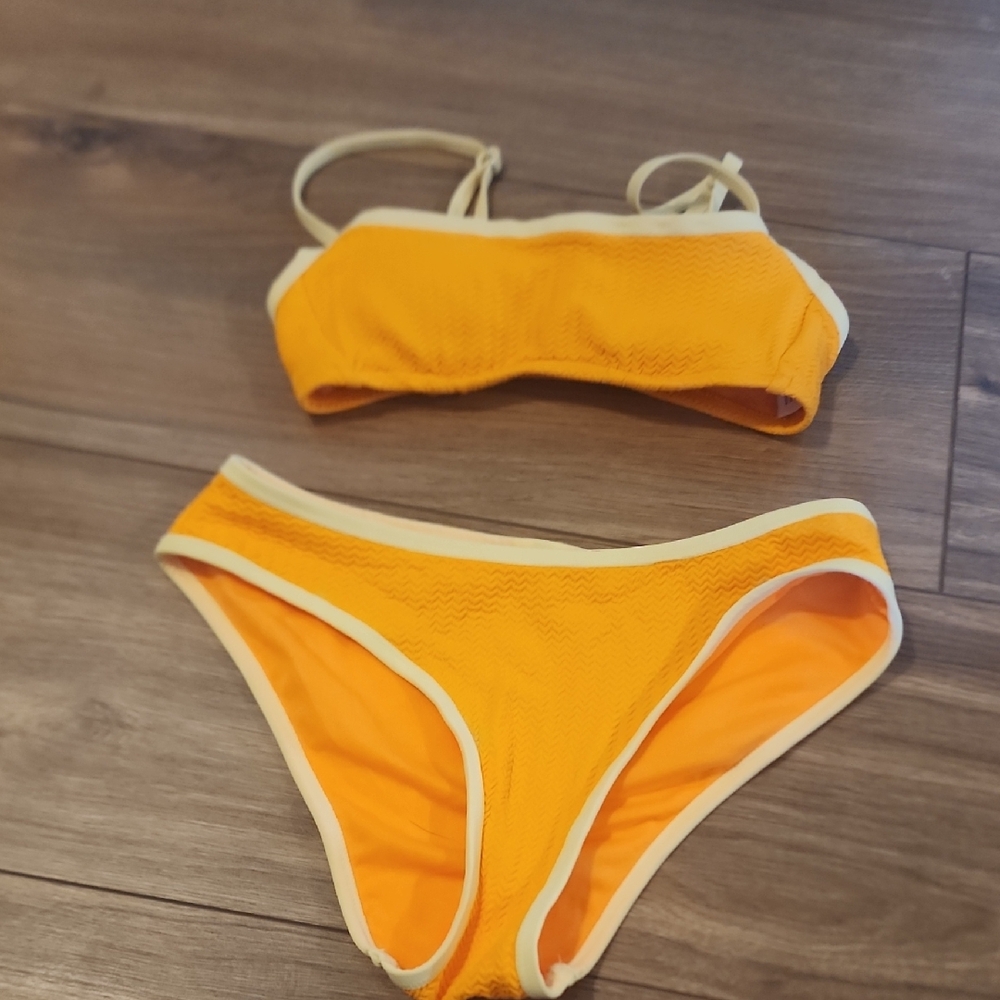 wild fable Orange Bikini Top with Cream Trim